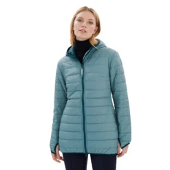 Finside VAALIA Zip-In Binnenjas - Dames Gewatteerde Jas - Smoke Blue / Deep Teal