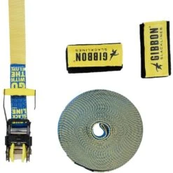 GIBBON Flowline Treewear Set Slackline 25m - Blauw/geel -Winkel Voor Buitensportartikelen gibbon flowline treewear set blue yellow 18222 08 1512222