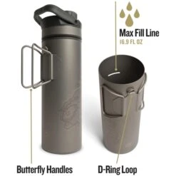 Grayl UltraPress Purifier Titanium Fles Met Waterfilter - 500ml - Olive Drab -Winkel Voor Buitensportartikelen grayl ultrapress purifier titanium bottle with water filter 500ml 4 1494955