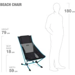 Helinox Beach Chair - Campingstoel - Zwart / Cyan Blue -Winkel Voor Buitensportartikelen helinox beach chair black cyan blue 12651r2 08 1383477