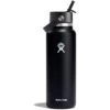 Hydro Flask 32 Oz Wide Mouth Isoleerfles + Flex Straw Dop - 946 Ml - Zwart