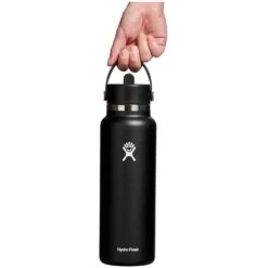Hydro Flask 32 Oz Wide Mouth Isoleerfles + Flex Straw Dop - 946 Ml - Zwart -Winkel Voor Buitensportartikelen hydro flask 32oz wide mouth insulated bottle flex straw cap 946ml black 4 1443331
