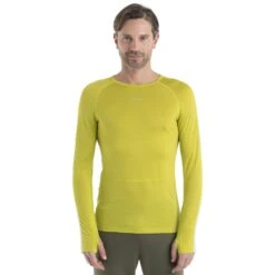 Icebreaker 125 ZoneKnit™ Crewe Shirt Met Lange Mouwen Heren - Bio Lime/Ether