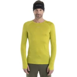Icebreaker 125 ZoneKnit™ Crewe Shirt Met Lange Mouwen Heren - Bio Lime/Ether -Winkel Voor Buitensportartikelen icebreaker mens 125 zoneknit long sleeve crewe bio lime ether model 7 1499334