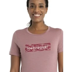 Icebreaker Tech Lite II Glacial Flow Logo T-Shirt Dames - Crystal -Winkel Voor Buitensportartikelen icebreaker womens tech lite ii glacial flow logo short sleeve tee crystal 4 1535676