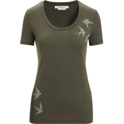 Icebreaker Tech Lite II Swarming Shapes Scoop T-Shirt Dames - Loden -Winkel Voor Buitensportartikelen icebreaker womens tech lite ii swarming shapes scoop t shirt loden 1 1382314