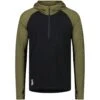 Mons Royale Temple Tech Hood Shirt Met Lange Mouwen - Dark Olive / Zwart
