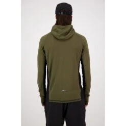 Mons Royale Temple Tech Hood Shirt Met Lange Mouwen - Dark Olive / Zwart -Winkel Voor Buitensportartikelen mons royale temple tech hood longsleeve dark olive black 7 1525867