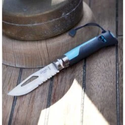 Opinel Mes No 08 Outdoor - Roestfvrij - Blue/grey -Winkel Voor Buitensportartikelen opinel knife no 08 outdoor stainless blue grey 4 1504107