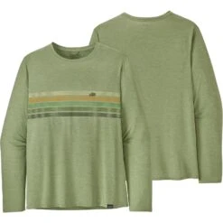 Patagonia Capilene Cool Daily Graphic Shirt Met Lange Mouwen Heren - Line Logo Ridge Stripe: Salvia Green X-Dye -Winkel Voor Buitensportartikelen patagonia mens cap cool daily graphic longsleeve shirt line logo ridge stripe salvia green x dye 2 1405485