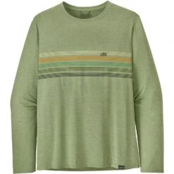Patagonia Capilene Cool Daily Graphic Shirt Met Lange Mouwen Heren - Line Logo Ridge Stripe: Salvia Green X-Dye